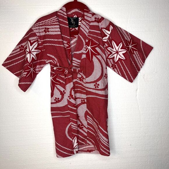 Red Kimono by Midori International 100 Cotton Leaf Motif size Toddler - Picture 1 of 7